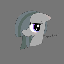 Size: 1020x1020 | Tagged: safe, artist:castafae, derpibooru import, marble pie, earth pony, pony, blushing, bust, female, gray background, simple background, solo