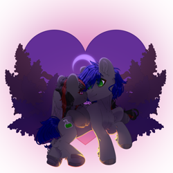 Size: 2500x2500 | Tagged: safe, alternate version, artist:medkit, derpibooru import, oc, oc only, oc:mb midnight breeze, oc:se solar eclipse, pegasus, pony, adam's apple, blue mane, blue tail, boop, chest fluff, colored eyelashes, colored hooves, colored pupils, colored sketch, colored wings, commission, complex background, crescent moon, duo, duo male and female, ear fluff, ears, ears up, eye clipping through hair, eyebrows, eyebrows visible through hair, eyelashes, feathered wings, female, folded wings, gray coat, green eyes, hair over one eye, heart shaped, high res, hoof fluff, horseshoes, hug, lilac flowers, long mane, long tail, looking at each other, looking at someone, love, lying down, male, mare, moon, oc x oc, paint tool sai 2, pair, partially open wings, pegasus oc, pony oc, red and black mane, shipping, short mane, short tail, silhouette, simple background, sketch, smiling, smiling at each other, stallion, sternocleidomastoid, striped mane, sunlight, sunset, tail, two toned mane, wall of tags, white background, winghug, wings