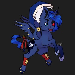 Size: 1249x1252 | Tagged: safe, artist:louarthur8, derpibooru import, alicorn, pony, black background, dark background, female, five nights at freddy's, five nights at freddy's: security breach, fusion, fusion:princess luna, mare, moondrop, signature, simple background, solo