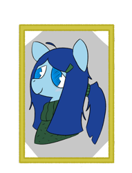 Size: 500x656 | Tagged: safe, artist:castafae, derpibooru import, oc, oc:babbling brook, earth pony, pony, blushing, bust, clothes, female, ponytail, simple background, solo, sweater, transparent background