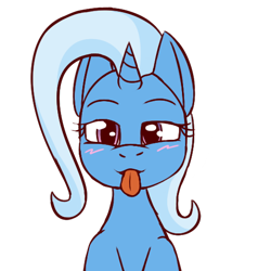 Size: 512x512 | Tagged: safe, artist:xppp1n, derpibooru import, trixie, pony, unicorn, :p, blushing, female, mare, silly, simple background, solo, tongue, tongue out, transparent background