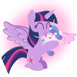 Size: 1400x1400 | Tagged: safe, artist:mlplary6, derpibooru import, princess flurry heart, twilight sparkle, twilight sparkle (alicorn), alicorn, pony, aunt and niece, auntie twilight, baby, baby pony, cute, duo, eyes closed, female, filly, flurrybetes, foal, hug, mare, sitting, smiling
