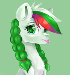Size: 3615x3872 | Tagged: safe, artist:ske, edit, oc, oc:bulgaria, pony, bulgaria, green background, hair tie, nation ponies, ponified, simple background, solo, tongue, tongue out