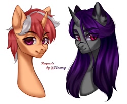 Size: 1200x984 | Tagged: safe, artist:02vxmp, derpibooru import, oc, oc only, pony, unicorn, bust, curved horn, eye clipping through hair, eyebrows, eyebrows visible through hair, horn, smiling