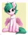 Size: 1600x1950 | Tagged: safe, artist:luminousdazzle, derpibooru import, oc, oc only, pegasus, pony, bow, female, glasses, hair bow, looking at you, mare, passepartout, pegasus oc, scarf, simple background, sitting, smiling, smiling at you, solo, yellow background