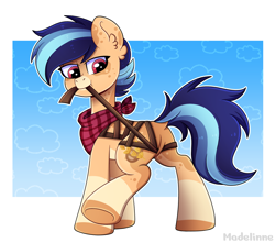 Size: 3268x2894 | Tagged: safe, artist:madelinne, derpibooru import, oc, oc only, earth pony, pony, butt, earth pony oc, harness, male, mouth hold, plot, solo, stallion