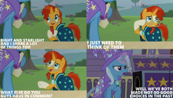 Size: 2000x1125 | Tagged: safe, derpibooru import, edit, edited screencap, editor:quoterific, screencap, sunburst, trixie, uncommon bond, stage