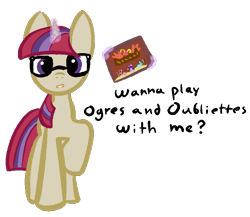 Size: 875x759 | Tagged: safe, artist:castafae, derpibooru import, moondancer, pony, unicorn, bronybait, cute, dancerbetes, dungeons and dragons, female, glasses, levitation, magic, nerd, ogres and oubliettes, simple background, solo, telekinesis, transparent background