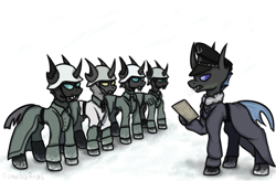 Size: 1579x1034 | Tagged: safe, artist:ashel_aras, derpibooru import, oc, oc only, changeling, equestria at war mod, among us, armor, changeling oc, clothes, coat, commission, sketch, uniform, winter