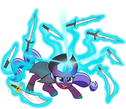 Size: 3600x3115 | Tagged: safe, artist:earth_pony_colds, derpibooru import, oc, oc only, oc:black kraken pearl, unicorn, cutlass, hat, magic, pirate, show accurate, simple background, solo, sword, telekinesis, transparent background, weapon