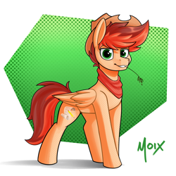 Size: 4000x4000 | Tagged: safe, artist:supermoix, derpibooru import, oc, oc:kayle rustone, pegasus, pony, clothes, cowboy, cowboy hat, cute, eyes open, folded wings, food, handsome, hat, looking at you, male, red hair, scarf, simple background, smiling, solo, stallion, stallion oc, standing, wheat, wings