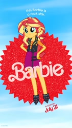 Size: 1080x1920 | Tagged: safe, artist:twilirity, derpibooru import, sunset shimmer, human, equestria girls, barbie, barbie (film), female, mattel, poster, poster parody, solo