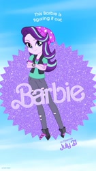 Size: 1080x1920 | Tagged: safe, artist:rodan00, derpibooru import, starlight glimmer, human, equestria girls, barbie, barbie (film), beanie, clothes, female, mattel, poster, poster parody, solo