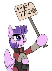 Size: 1460x2000 | Tagged: safe, derpibooru import, clear skies, pegasus, pony, /mlp/ tf2 general, canteen, conscientious objector, demoman, eyepatch, female, mare, melee weapon, simple background, solo, team fortress 2, transparent background