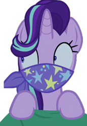 Size: 496x720 | Tagged: safe, derpibooru import, edit, edited screencap, screencap, starlight glimmer, pony, unicorn, road to friendship, background removed, blanket, cloth gag, clothes, gag, help, help me, looking at someone, looking at something, scarf, scarf gag, simple background, solo, starlight's gag, transparent background