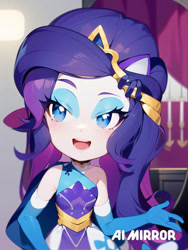 Size: 648x864 | Tagged: safe, ai content, artist:amadondawn, derpibooru import, machine learning generated, rarity, equestria girls, solo, super ponied up