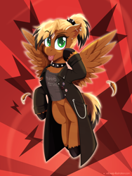 Size: 1200x1600 | Tagged: safe, artist:willoillo, derpibooru import, oc, oc only, oc:threnody, pegasus, pony, fallout equestria, fallout equestria: speak, commission, fanfic art, punk