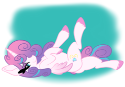 Size: 2388x1668 | Tagged: safe, artist:steelsoul, derpibooru import, princess flurry heart, alicorn, pony, female, leg in air, lying down, mare, older, older flurry heart, on back, two toned hair, two toned mane, unshorn fetlocks