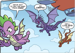 Size: 1125x794 | Tagged: safe, artist:tonyfleecs, derpibooru import, idw, spike, dragon, spoiler:comic, spoiler:comic88, preview, unnamed character, unnamed dragon