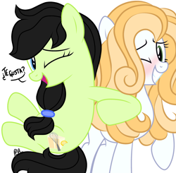 Size: 3219x3155 | Tagged: safe, artist:gelians, pony, blushing, duo, duo female, female, mare, nervous