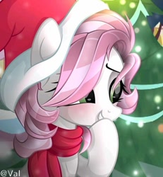 Size: 720x780 | Tagged: safe, artist:gelians, oc, oc only, pony, female, laughing, mare, santa hat, solo, solo female