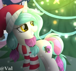 Size: 4096x3840 | Tagged: safe, artist:gelians, oc, oc only, pony, female, mare, santa hat, smiling, solo, solo female, talking