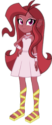 Size: 323x772 | Tagged: dead source, source needed, safe, derpibooru import, oc, oc only, oc:mezma, siren, equestria girls, bare shoulders, clothes, disguise, disguised siren, dress, female, hand on hip, photo, sandals, simple background, sleeveless, solo, transparent background