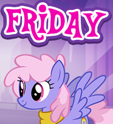 Size: 253x277 | Tagged: safe, derpibooru import, rainbowshine, pegasus, pony, clothes, cropped, english, female, friday, gameloft, happy, mare, meme, picture for breezies, scarf, solo, text, wings, wow! glimmer