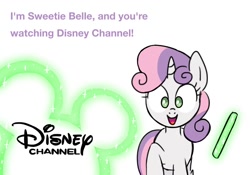 Size: 1000x700 | Tagged: safe, artist:felicitea, derpibooru import, sweetie belle, pony, unicorn, cute, dialogue, diasweetes, disney channel, female, filly, foal, looking at you, solo