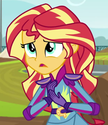 Size: 602x697 | Tagged: safe, derpibooru import, screencap, sunset shimmer, equestria girls, friendship games, cropped, solo