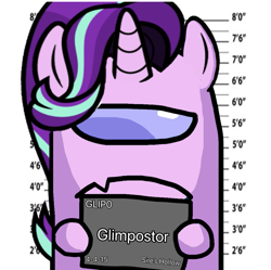 Size: 1037x1033 | Tagged: safe, artist:josephthedumbimpostor, derpibooru import, starlight glimmer, g4, among us, barbie mugshot meme, female, glimpostor, meme, mugshot, solo, starlight glimmer is not amused, unamused