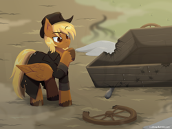 Size: 1600x1200 | Tagged: safe, artist:willoillo, derpibooru import, oc, oc:calamity, pegasus, fallout equestria, commission, fanfic art