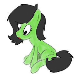 Size: 910x922 | Tagged: safe, artist:purppone, ponerpics import, oc, oc:anon filly, earth pony, pony, female, filly, foal, mare, open mouth, simple background, sitting, solo, white background