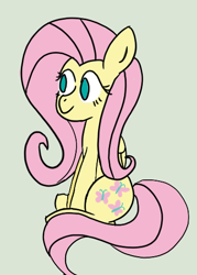 Size: 360x504 | Tagged: safe, artist:purppone, ponerpics import, fluttershy, pegasus, pony, sitting, solo