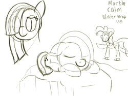 Size: 1628x1229 | Tagged: safe, artist:purppone, ponerpics import, marble pie, pony, monochrome, sketch, sleeping