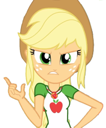 Size: 561x676 | Tagged: safe, derpibooru import, edit, edited screencap, screencap, applejack, pony, equestria girls, angry, background pony, episode needed, female, simple background, snap, solo, transparent background