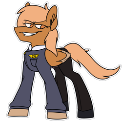 Size: 2000x2000 | Tagged: safe, artist:grandfinaleart, derpibooru import, oc, oc only, oc:radio, oc:radio star, pegasus, pony, badge, boots, clothes, digital art, female, folded wings, mare, mare oc, orange eyes, orange fur, orange hair, orange mane, orange tail, pegasus oc, shoes, simple background, smiling, smirk, solo, space pirate, tail, toothy grin, transparent background, uniform, wings