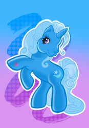 Size: 640x917 | Tagged: safe, artist:art_alanis, derpibooru import, trixie, pony, unicorn, g3, g4, g4 to g3, generation leap, looking at you, rearing, smiling, solo