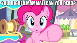 Size: 888x499 | Tagged: safe, derpibooru import, edit, edited screencap, screencap, pinkie pie, pinkie pride, breaking the fourth wall, caption, image macro, madagascar (dreamworks), text