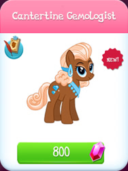 Size: 669x891 | Tagged: safe, derpibooru import, idw, earth pony, pony, ear piercing, earring, english, female, gameloft, gem, idw showified, jewelry, mare, mobile game, my little pony: magic princess, numbers, official, piercing, text, unnamed character, unnamed pony