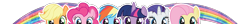 Size: 1780x169 | Tagged: safe, derpibooru import, applejack, fluttershy, pinkie pie, rainbow dash, rarity, twilight sparkle, alicorn, earth pony, pegasus, pony, unicorn, female, mane six, mare, official, rainbow, simple background, transparent background