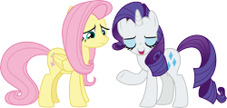 Size: 6309x3000 | Tagged: safe, artist:cloudy glow, derpibooru import, fluttershy, rarity, pegasus, pony, unicorn, fake it 'til you make it, .ai available, duo, duo female, female, mare, simple background, transparent background, vector