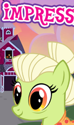 Size: 288x486 | Tagged: safe, derpibooru import, granny smith, earth pony, pony, cropped, english, female, gameloft, mare, meme, my little pony: magic princess, solo, text, wow! glimmer, younger