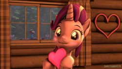 Size: 1920x1080 | Tagged: safe, artist:christian69229, derpibooru import, starlight glimmer, pony, unicorn, 3d, blushing, commission, female, heart, looking at you, mare, smiling, source filmmaker, ych result