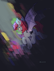 Size: 2700x3600 | Tagged: safe, artist:zylgchs, derpibooru import, oc, oc only, oc:swaybat, bat pony, abstract background, bat pony oc, solo