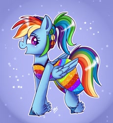 Size: 1113x1209 | Tagged: safe, artist:galaxy swirl, derpibooru import, rainbow dash, pegasus, pony, alternate hairstyle, clothes, dress, female, mare, open mouth, open smile, ponytail, profile, side view, smiling, solo, white outline