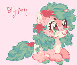 Size: 1133x954 | Tagged: safe, artist:spaceboycelebration, derpibooru import, oc, oc only, oc:silly party, earth pony, pony, book, earth pony oc, kinsona, pink background, simple background, solo