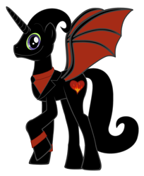 Size: 1996x2444 | Tagged: safe, artist:nathaniel718, derpibooru import, alicorn, pony, business suit, cartoon network, clothes, looking at you, male, nergal, nergal and princess bubblegum, ponified, simple background, solo, species swap, stallion, white background