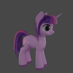 Size: 1080x1080 | Tagged: source needed, safe, anonymous artist, derpibooru import, twilight sparkle, unicorn twilight, pony, unicorn, 3d, 3d model, blender, grayscale, monochrome, solo, wip