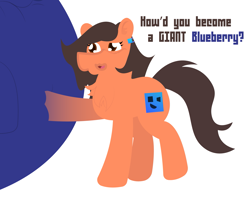 Size: 1789x1500 | Tagged: safe, artist:epsipepnsfw, derpibooru import, oc, oc only, oc:aaaaaaaaaaa, oc:robertapuddin, pony, comic:how to become a giant blueberry, blueberry inflation, simple background, transformation, white background